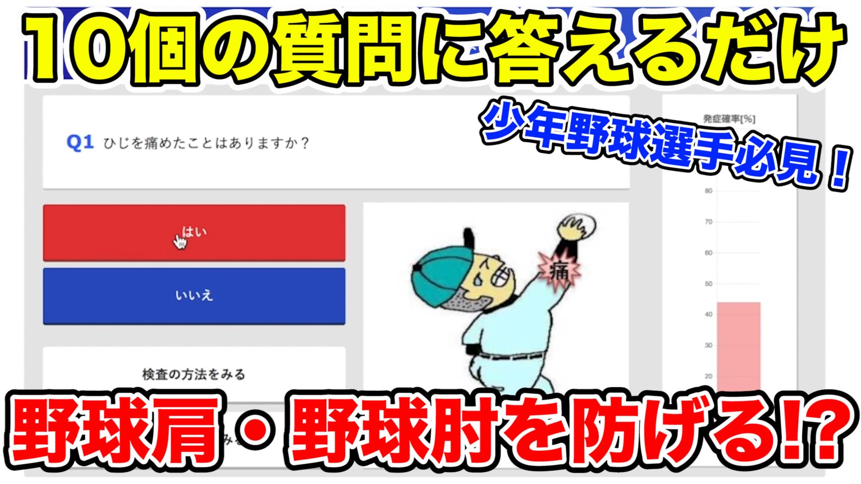 野球肘と野球肩の原因を科学的に導き予防する10個の質問のサムネイル